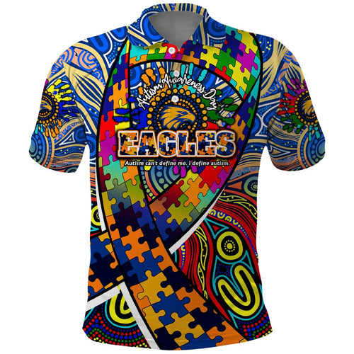 Autism Awareness Australia West Coast Eagles Polo Shirt Aboriginal Indigenous Art