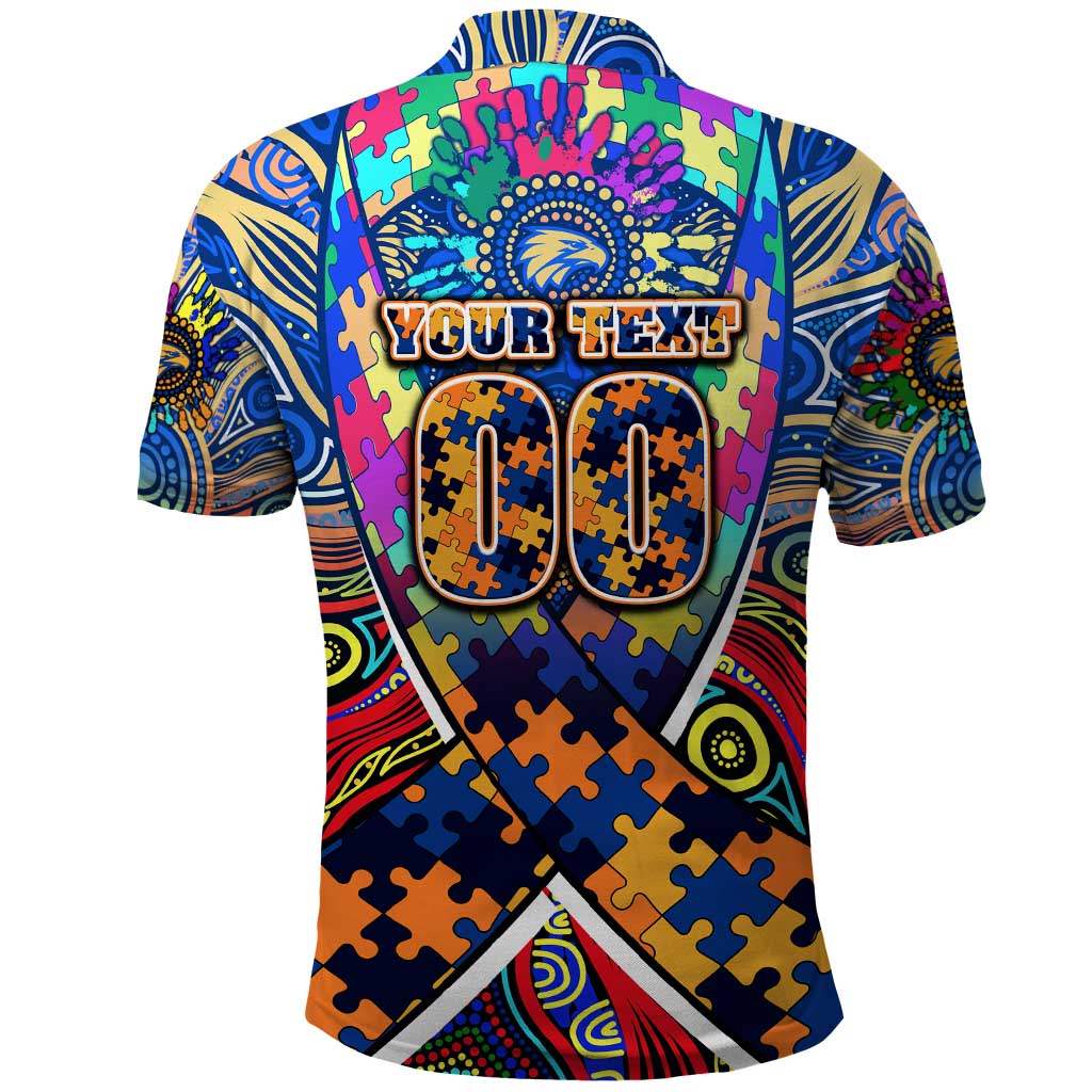 Autism Awareness Australia West Coast Eagles Polo Shirt Aboriginal Indigenous Art