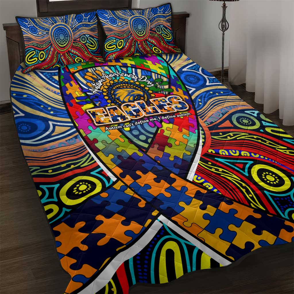 Autism Awareness Australia West Coast Eagles Quilt Bed Set Aboriginal Indigenous Art