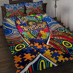 Autism Awareness Australia West Coast Eagles Quilt Bed Set Aboriginal Indigenous Art
