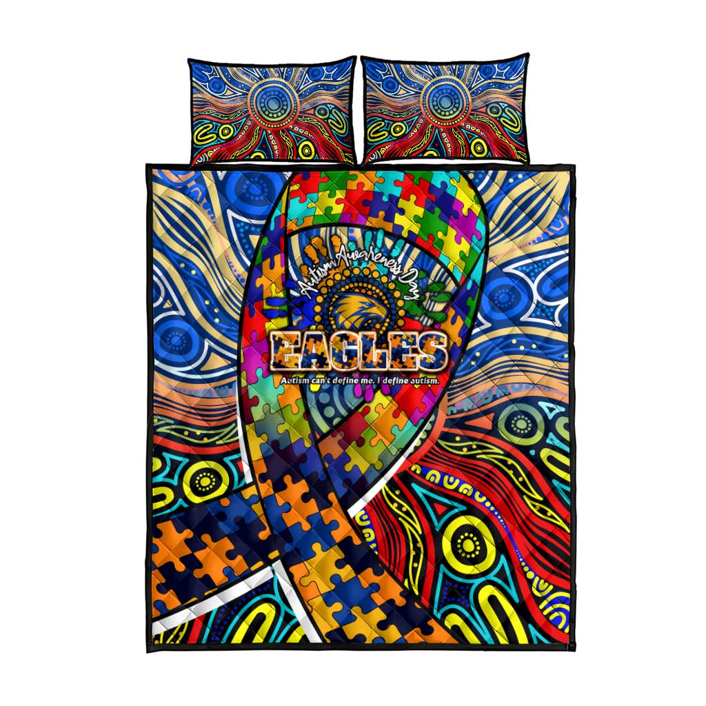 Autism Awareness Australia West Coast Eagles Quilt Bed Set Aboriginal Indigenous Art