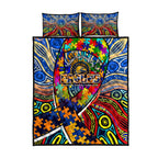 Autism Awareness Australia West Coast Eagles Quilt Bed Set Aboriginal Indigenous Art