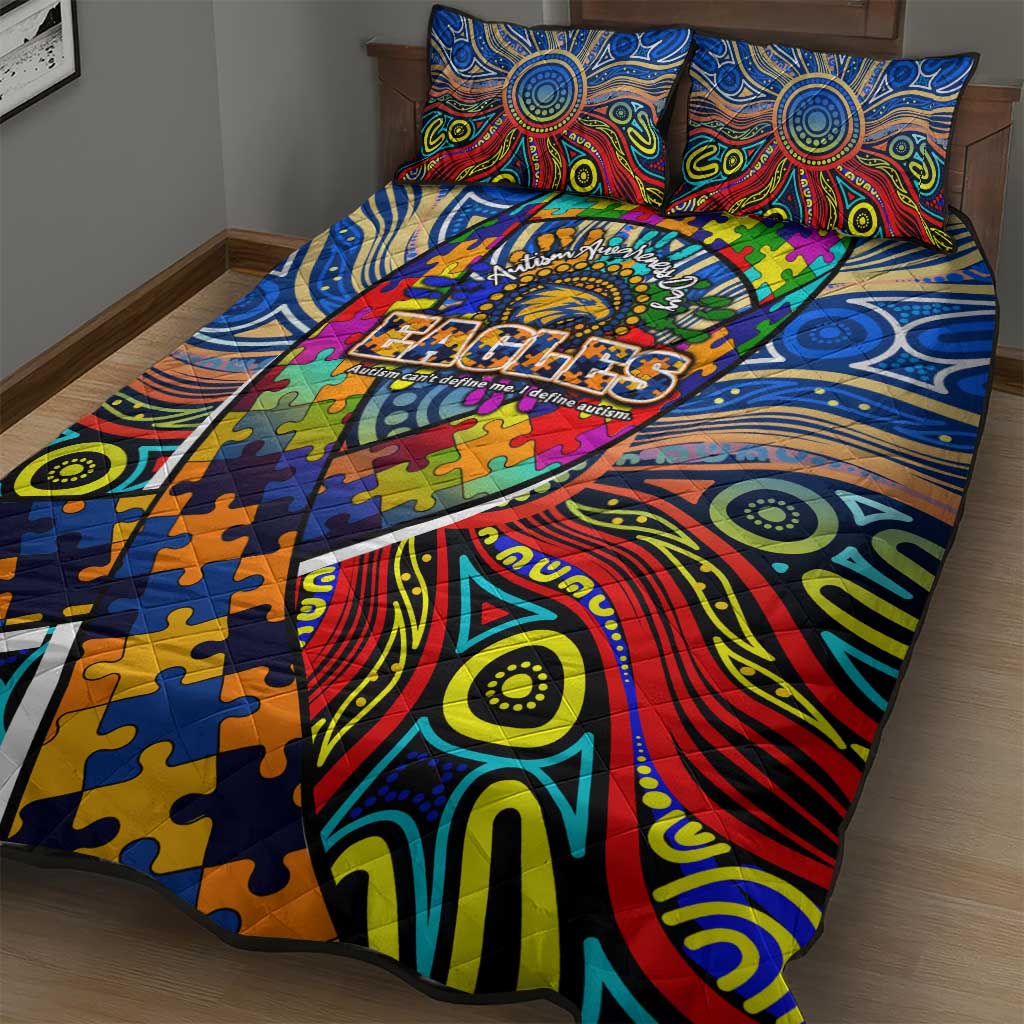 Autism Awareness Australia West Coast Eagles Quilt Bed Set Aboriginal Indigenous Art