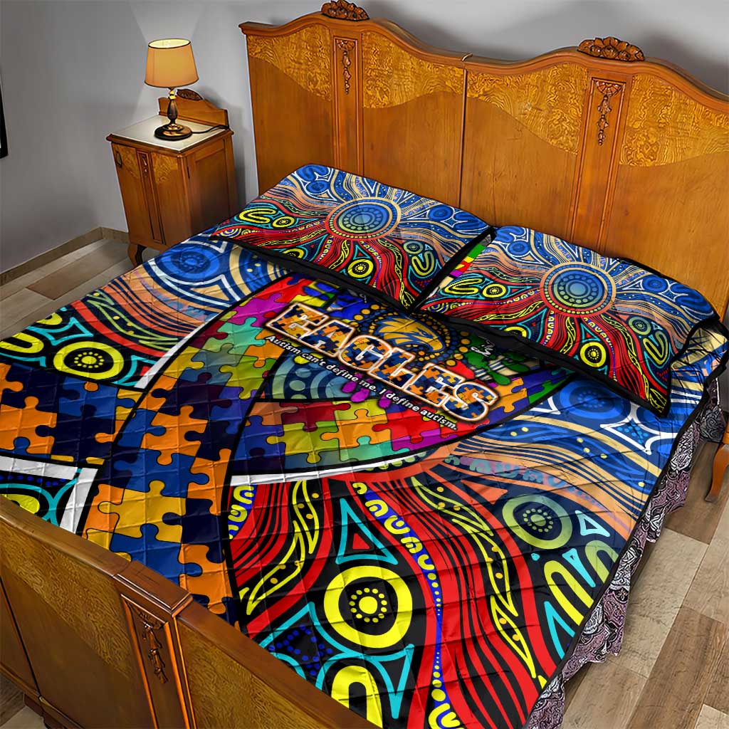 Autism Awareness Australia West Coast Eagles Quilt Bed Set Aboriginal Indigenous Art