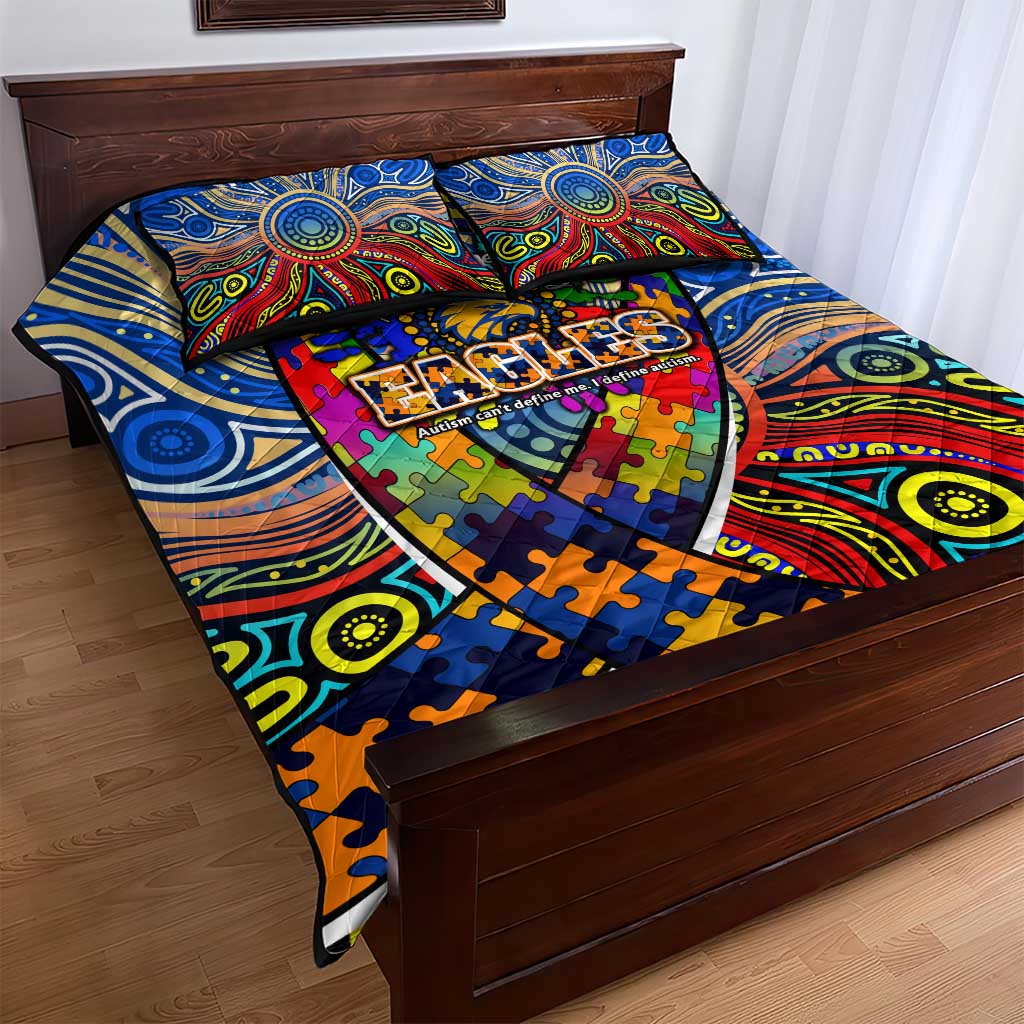 Autism Awareness Australia West Coast Eagles Quilt Bed Set Aboriginal Indigenous Art