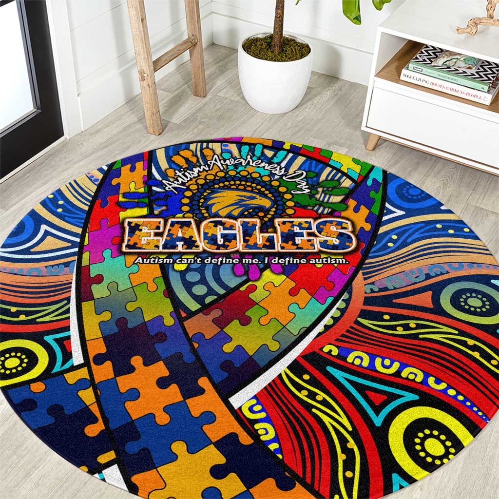 Autism Awareness Australia West Coast Eagles Round Carpet Aboriginal Indigenous Art