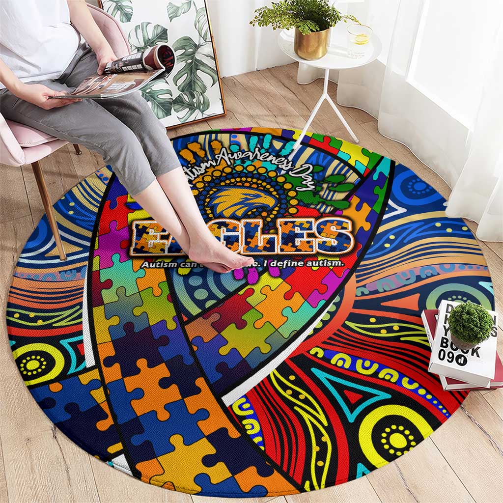 Autism Awareness Australia West Coast Eagles Round Carpet Aboriginal Indigenous Art