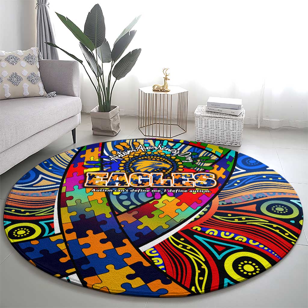 Autism Awareness Australia West Coast Eagles Round Carpet Aboriginal Indigenous Art