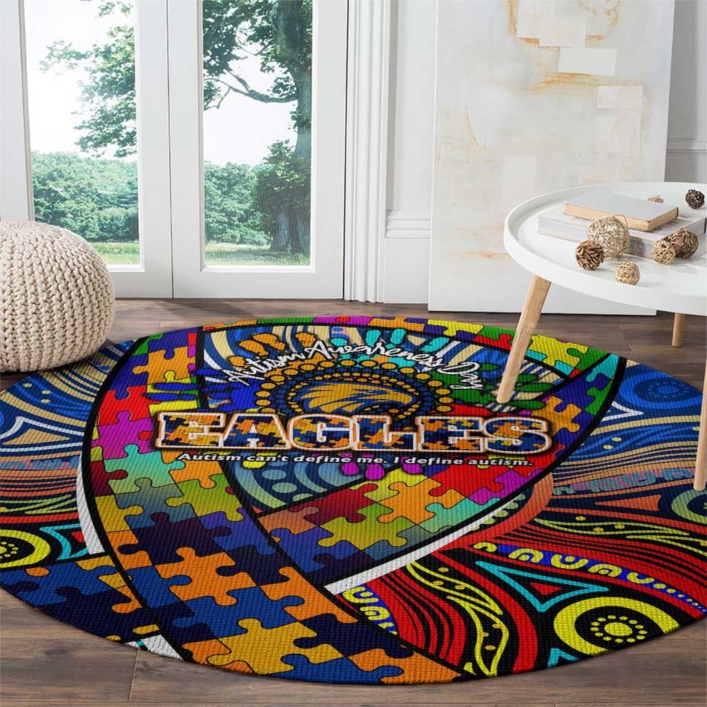 Autism Awareness Australia West Coast Eagles Round Carpet Aboriginal Indigenous Art
