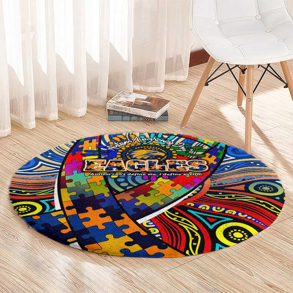 Autism Awareness Australia West Coast Eagles Round Carpet Aboriginal Indigenous Art