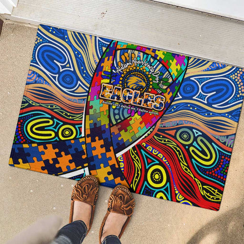 Autism Awareness Australia West Coast Eagles Rubber Doormat Aboriginal Indigenous Art