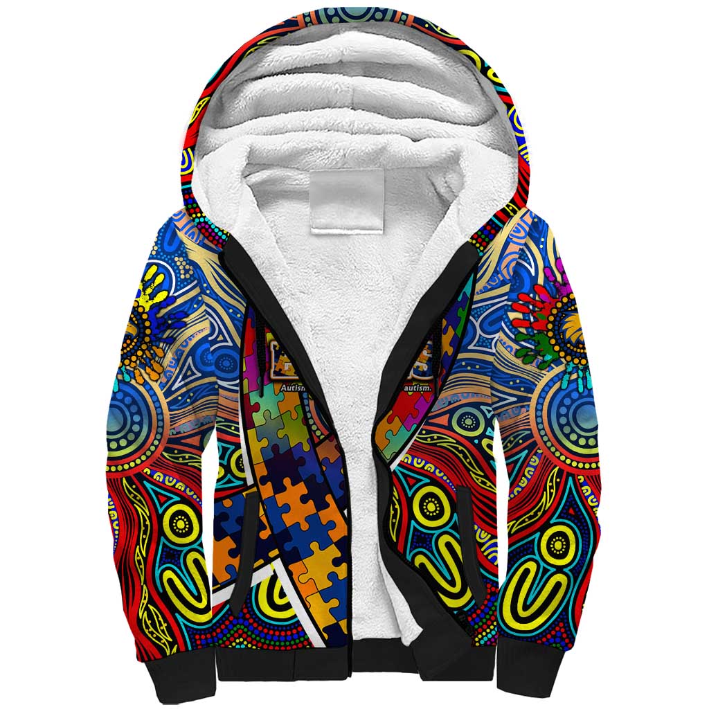 Autism Awareness Australia West Coast Eagles Sherpa Hoodie Aboriginal Indigenous Art