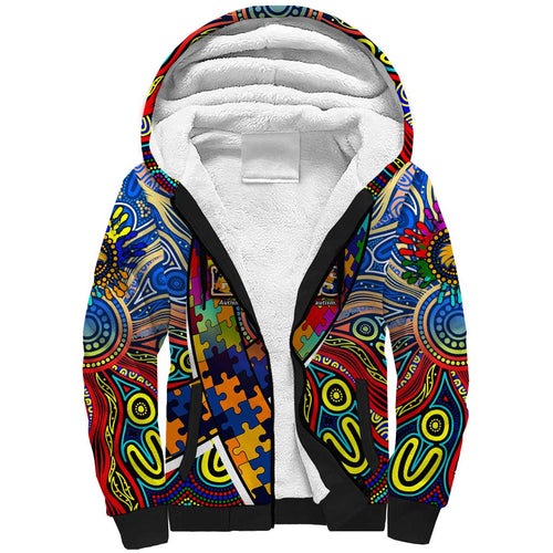 Autism Awareness Australia West Coast Eagles Sherpa Hoodie Aboriginal Indigenous Art