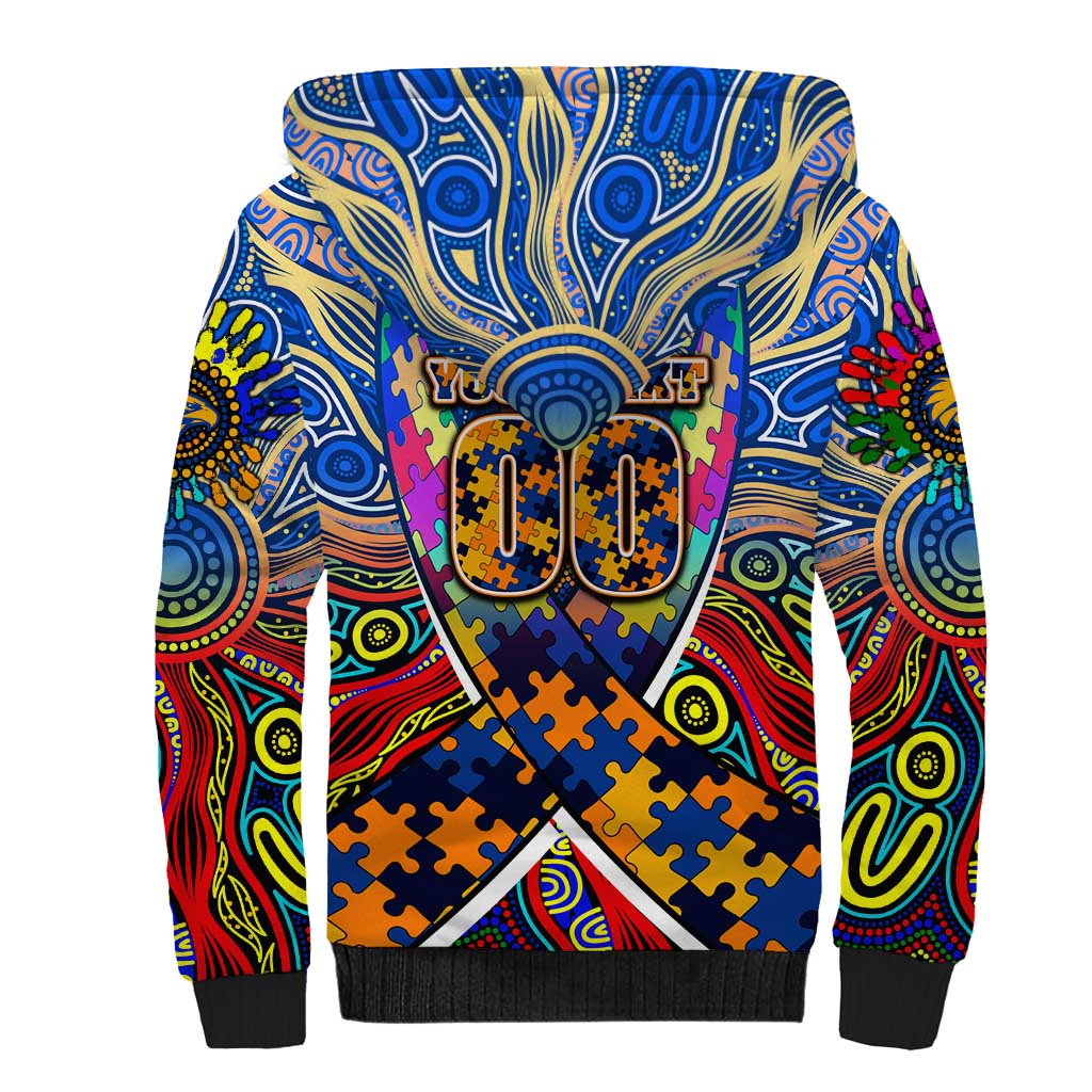 Autism Awareness Australia West Coast Eagles Sherpa Hoodie Aboriginal Indigenous Art