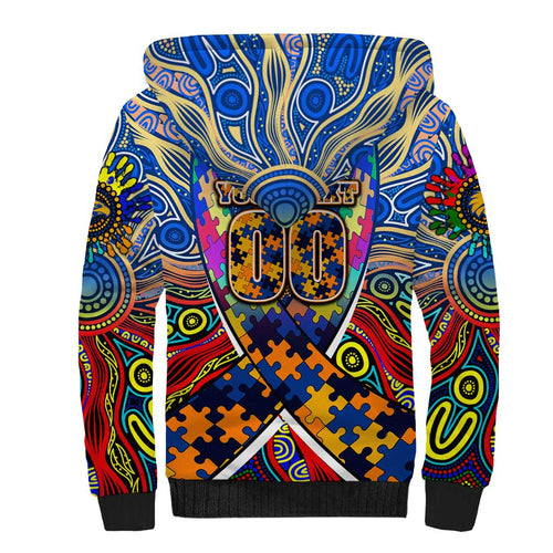 Autism Awareness Australia West Coast Eagles Sherpa Hoodie Aboriginal Indigenous Art