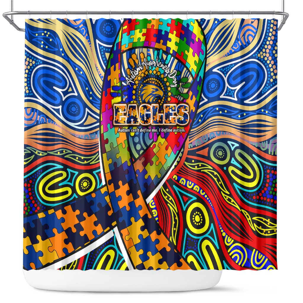 Autism Awareness Australia West Coast Eagles Shower Curtain Aboriginal Indigenous Art
