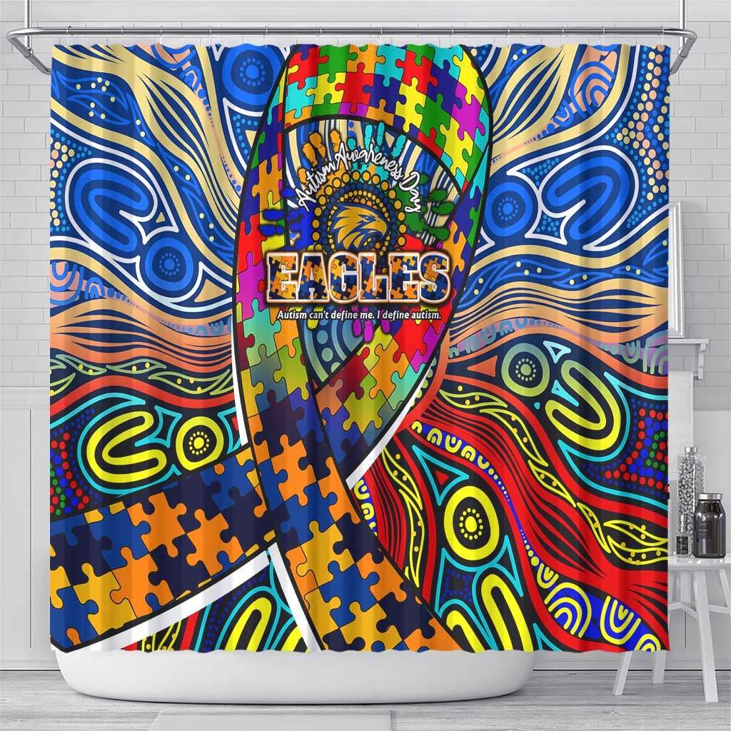 Autism Awareness Australia West Coast Eagles Shower Curtain Aboriginal Indigenous Art