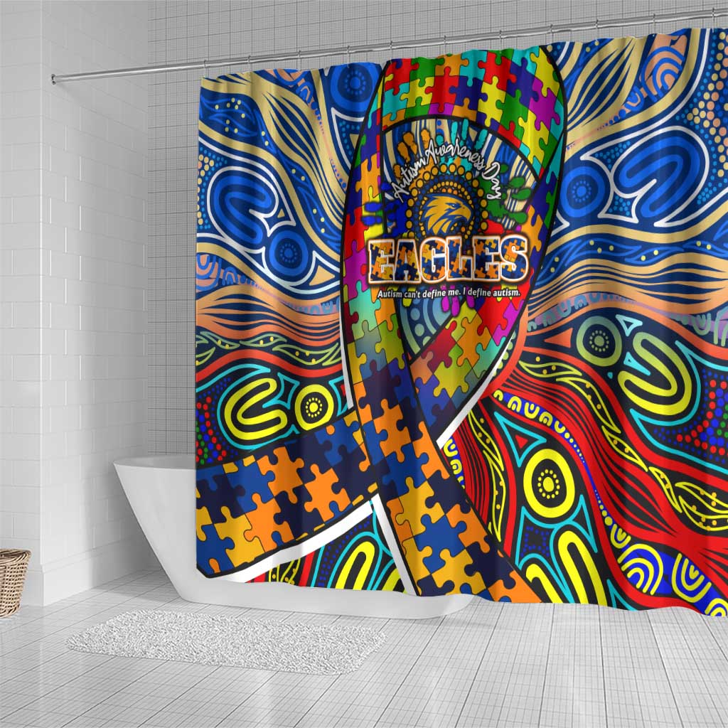 Autism Awareness Australia West Coast Eagles Shower Curtain Aboriginal Indigenous Art