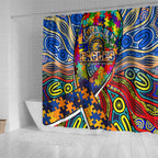 Autism Awareness Australia West Coast Eagles Shower Curtain Aboriginal Indigenous Art