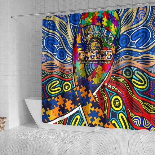 Autism Awareness Australia West Coast Eagles Shower Curtain Aboriginal Indigenous Art