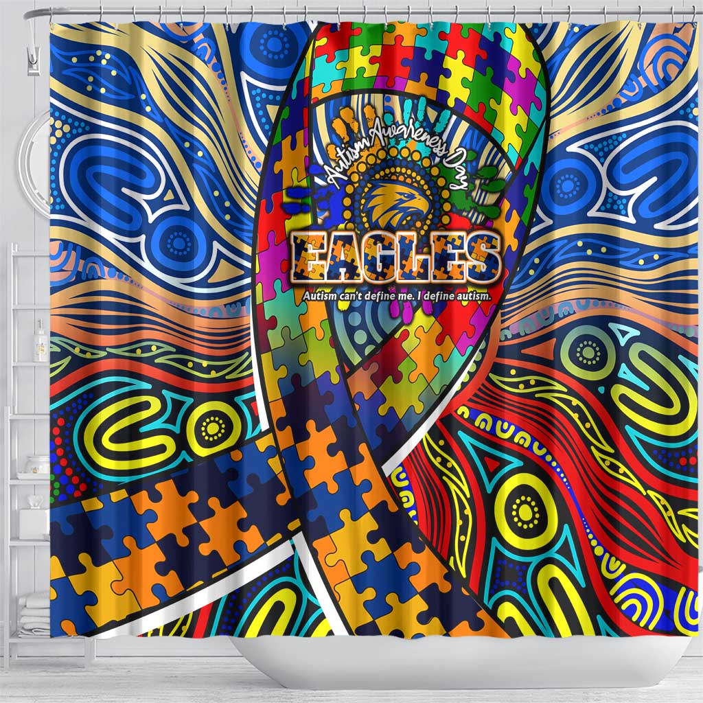 Autism Awareness Australia West Coast Eagles Shower Curtain Aboriginal Indigenous Art