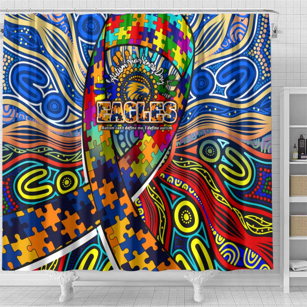 Autism Awareness Australia West Coast Eagles Shower Curtain Aboriginal Indigenous Art