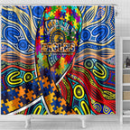 Autism Awareness Australia West Coast Eagles Shower Curtain Aboriginal Indigenous Art