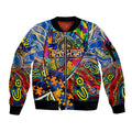 Autism Awareness Australia West Coast Eagles Sleeve Zip Bomber Jacket Aboriginal Indigenous Art