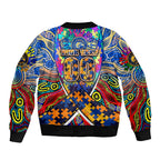 Autism Awareness Australia West Coast Eagles Sleeve Zip Bomber Jacket Aboriginal Indigenous Art