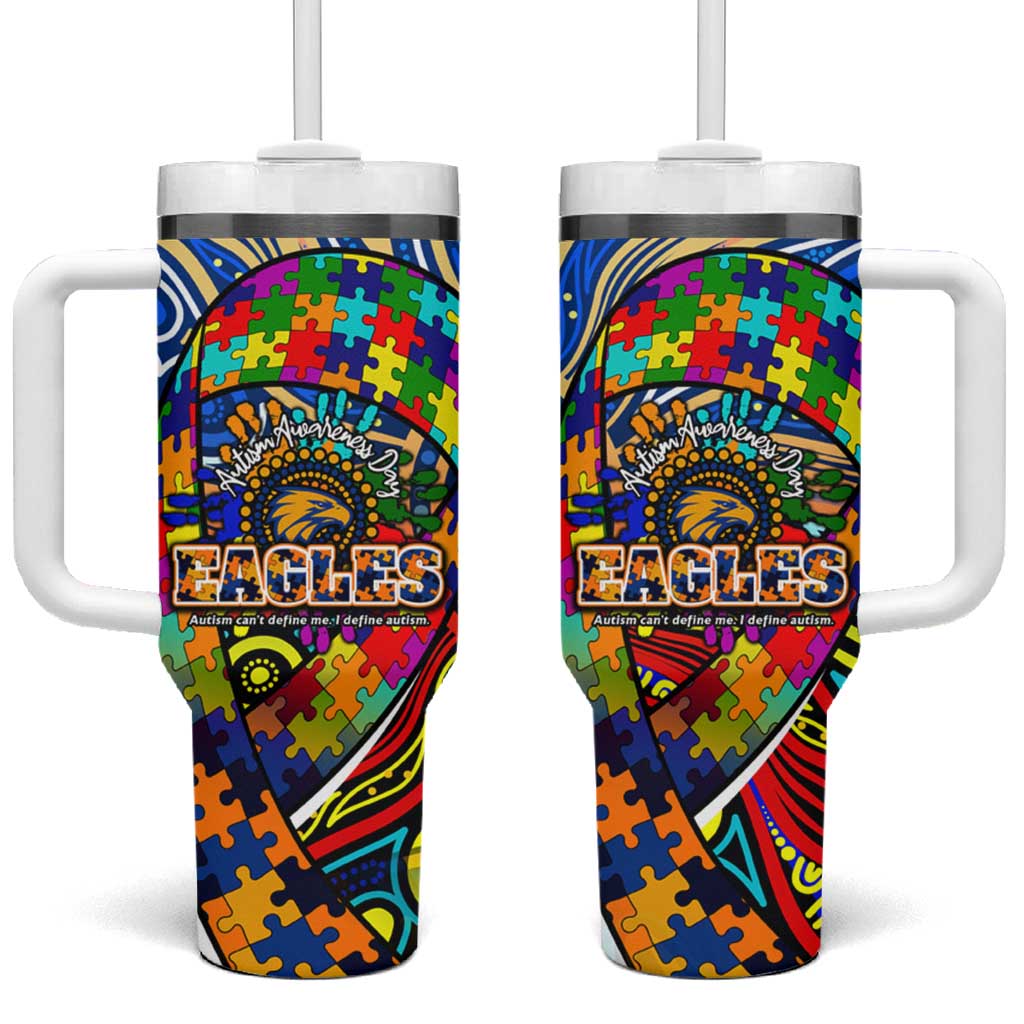 Autism Awareness Australia West Coast Eagles Tumbler With Handle Aboriginal Indigenous Art
