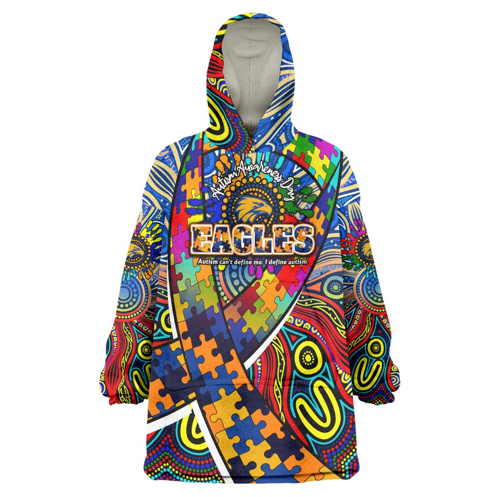 Autism Awareness Australia West Coast Eagles Wearable Blanket Hoodie Aboriginal Indigenous Art