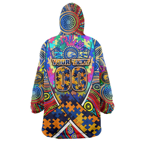 Autism Awareness Australia West Coast Eagles Wearable Blanket Hoodie Aboriginal Indigenous Art