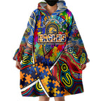 Autism Awareness Australia West Coast Eagles Wearable Blanket Hoodie Aboriginal Indigenous Art
