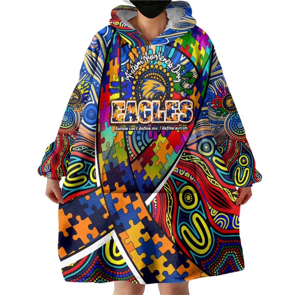 Autism Awareness Australia West Coast Eagles Wearable Blanket Hoodie Aboriginal Indigenous Art