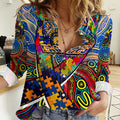 Autism Awareness Australia West Coast Eagles Women Casual Shirt Aboriginal Indigenous Art
