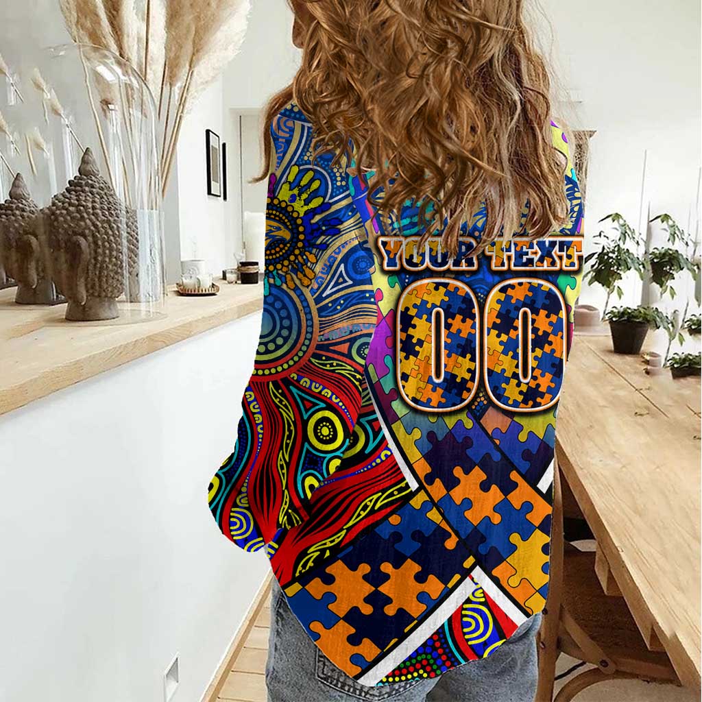 Autism Awareness Australia West Coast Eagles Women Casual Shirt Aboriginal Indigenous Art