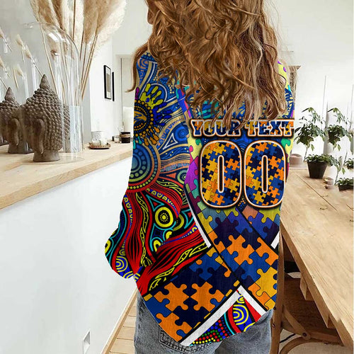 Autism Awareness Australia West Coast Eagles Women Casual Shirt Aboriginal Indigenous Art
