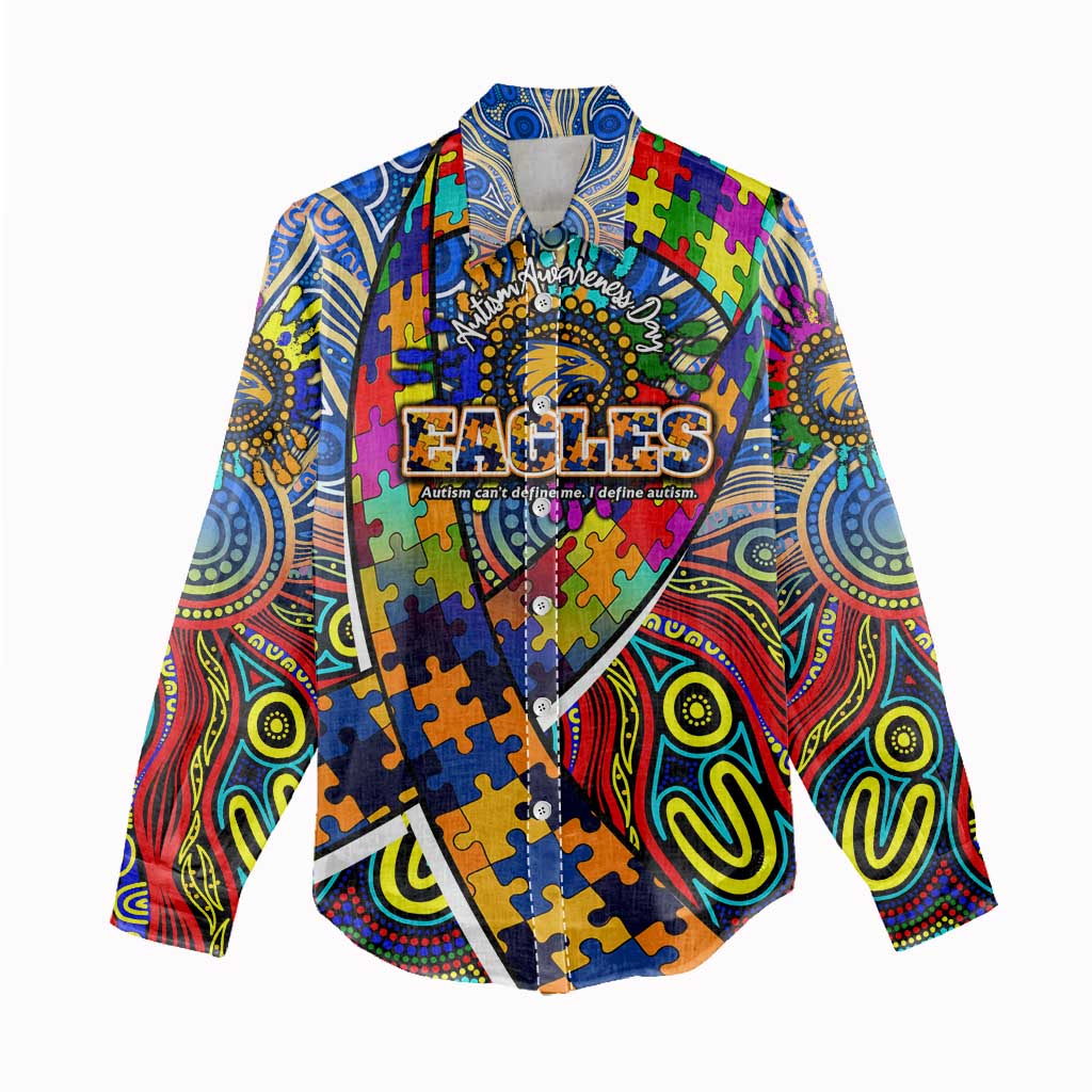 Autism Awareness Australia West Coast Eagles Women Casual Shirt Aboriginal Indigenous Art