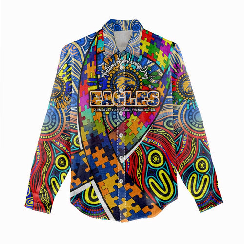 Autism Awareness Australia West Coast Eagles Women Casual Shirt Aboriginal Indigenous Art