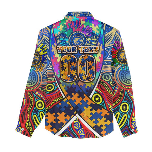 Autism Awareness Australia West Coast Eagles Women Casual Shirt Aboriginal Indigenous Art