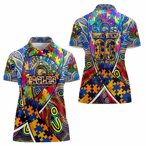 Autism Awareness Australia West Coast Eagles Women Polo Shirt Aboriginal Indigenous Art