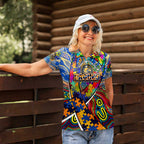 Autism Awareness Australia West Coast Eagles Women Polo Shirt Aboriginal Indigenous Art