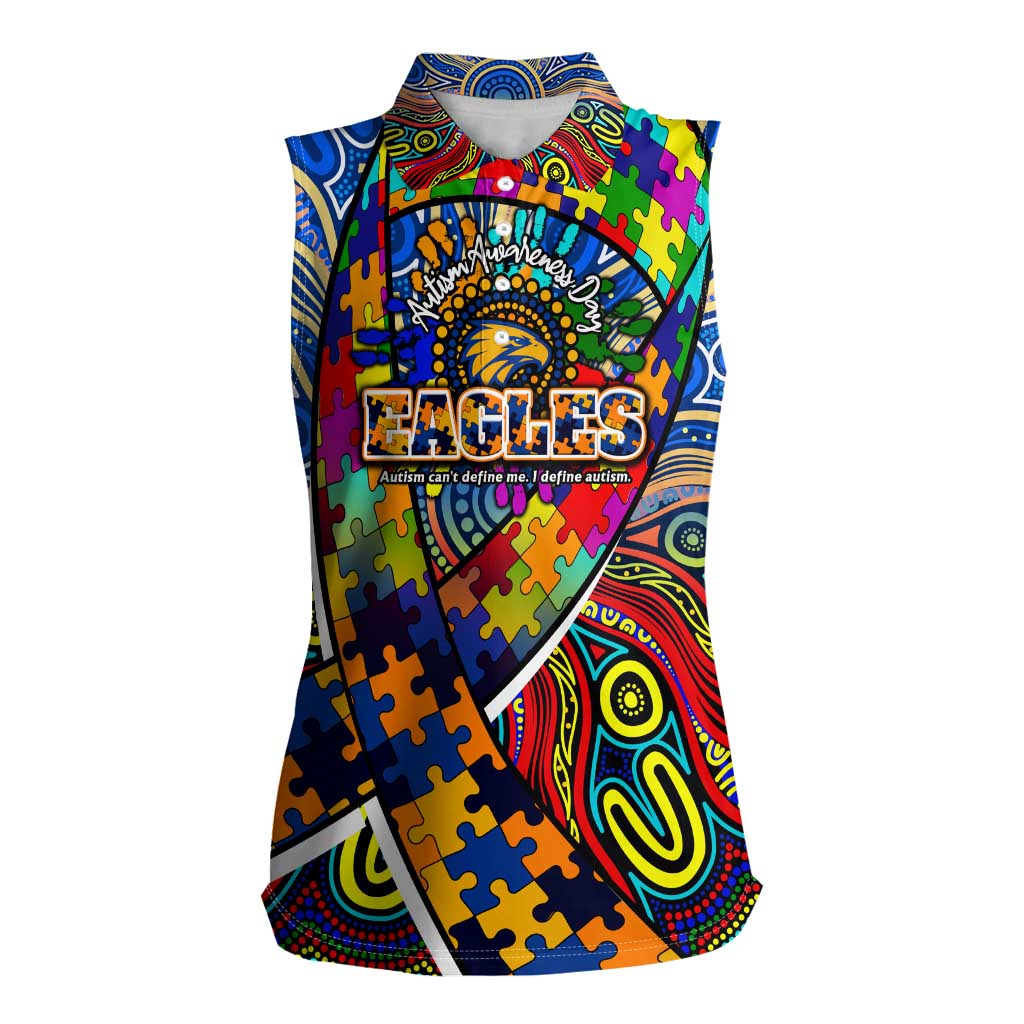 Autism Awareness Australia West Coast Eagles Women Sleeveless Polo Shirt Aboriginal Indigenous Art