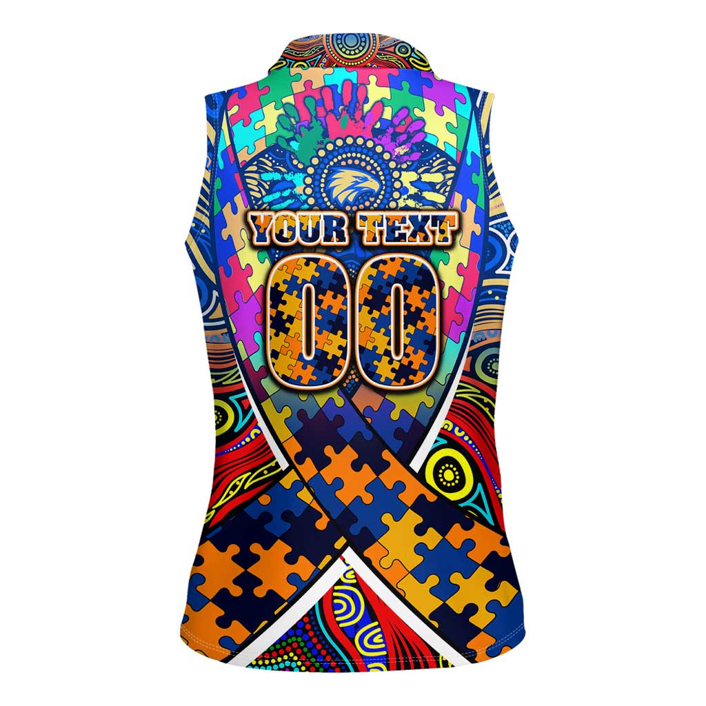 Autism Awareness Australia West Coast Eagles Women Sleeveless Polo Shirt Aboriginal Indigenous Art