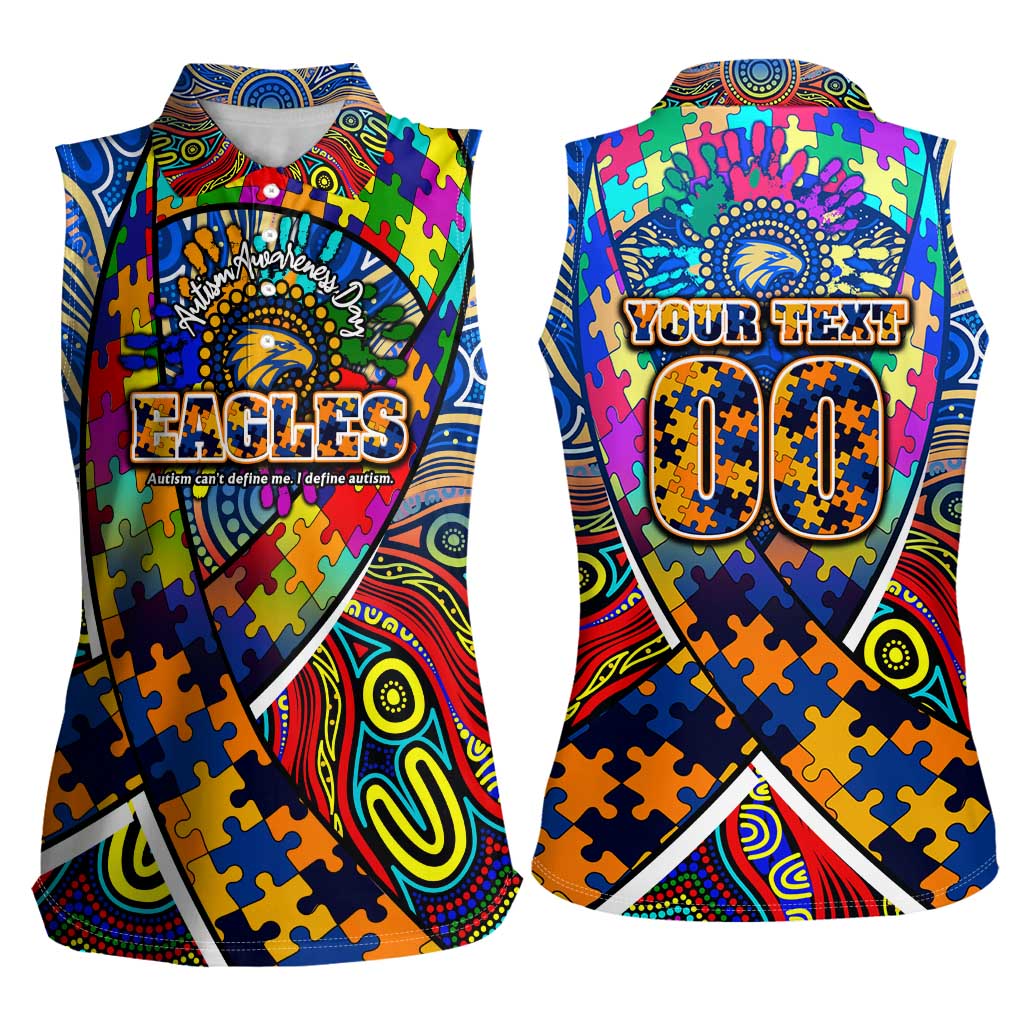 Autism Awareness Australia West Coast Eagles Women Sleeveless Polo Shirt Aboriginal Indigenous Art