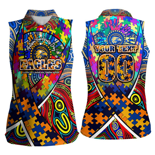 Autism Awareness Australia West Coast Eagles Women Sleeveless Polo Shirt Aboriginal Indigenous Art