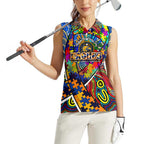 Autism Awareness Australia West Coast Eagles Women Sleeveless Polo Shirt Aboriginal Indigenous Art