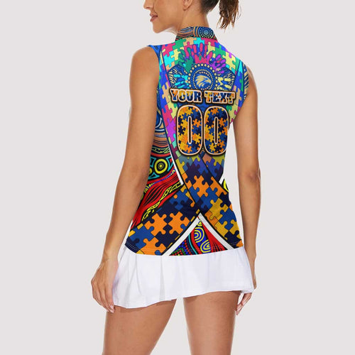 Autism Awareness Australia West Coast Eagles Women Sleeveless Polo Shirt Aboriginal Indigenous Art
