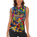 Autism Awareness Australia West Coast Eagles Women Sleeveless Polo Shirt Aboriginal Indigenous Art