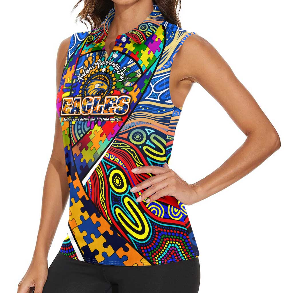 Autism Awareness Australia West Coast Eagles Women Sleeveless Polo Shirt Aboriginal Indigenous Art